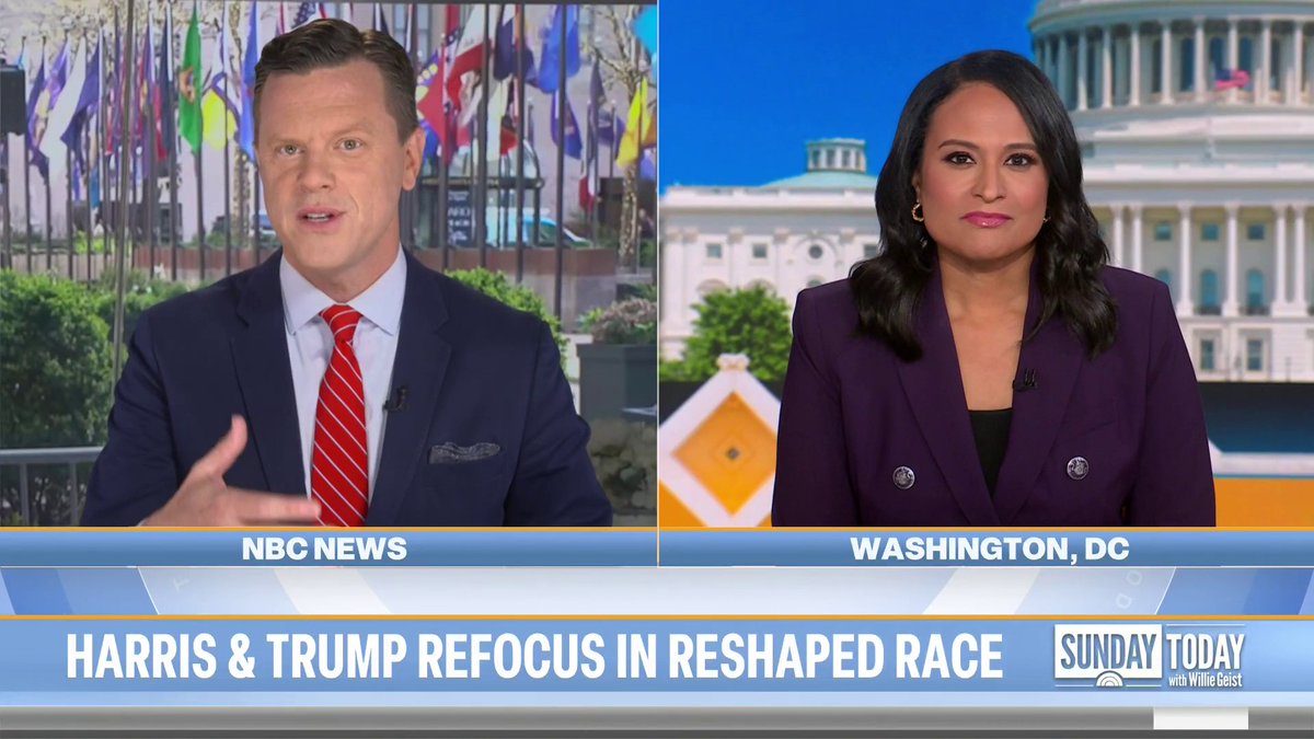 "They are still grappling with how to handle VP Kamala Harris being at the top of the ticket. As you say, she leaves the convention with a lot of momentum. The question is, can she keep it going?" - Kristen Welker on how the Trump campaign is adjusting to a new Democratic candidate.