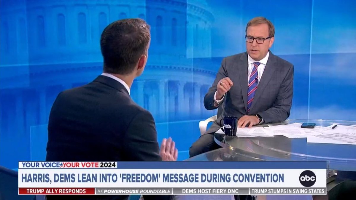 On #ThisWeek, @JonKarl unaware of Harris’s stance against private health insurance. When Tom Cotton notes it, Karl: “What do you mean taking away health insurance? What are talking about?” Then: “That is not her position now....clearly making an effort to move to the middle.”