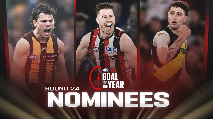 Watson, Bauer or Higgins? 🤩 Who should take out the round 24 nomination for NAB Goal of the Year? Head to to have your say 🗳️