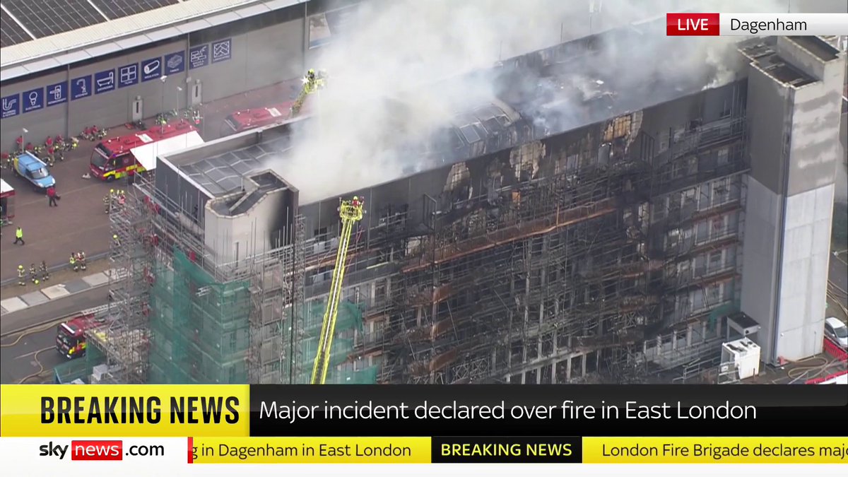 BREAKING: A major incident has been declared due to a fire at a tower block in East London. 📺 Sky 501, Virgin 602, Freeview 233 and YouTube