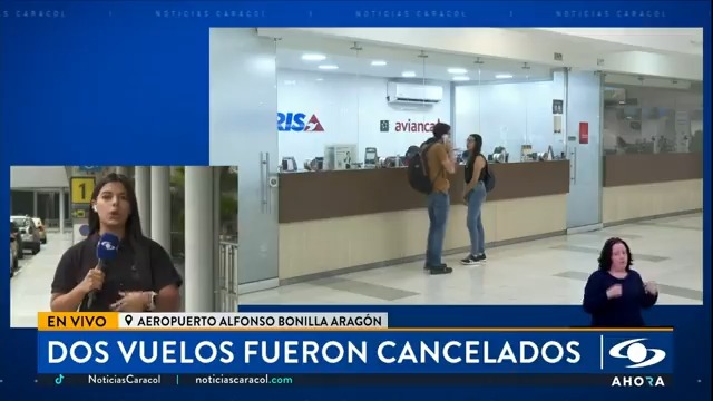 En el Aeropuerto Alfonso Bonilla Aragón, que sirve a la ciudad de Cali, fueron cancelados dos vuelos. ¿Qué pasó con los pasajeros? Más en
