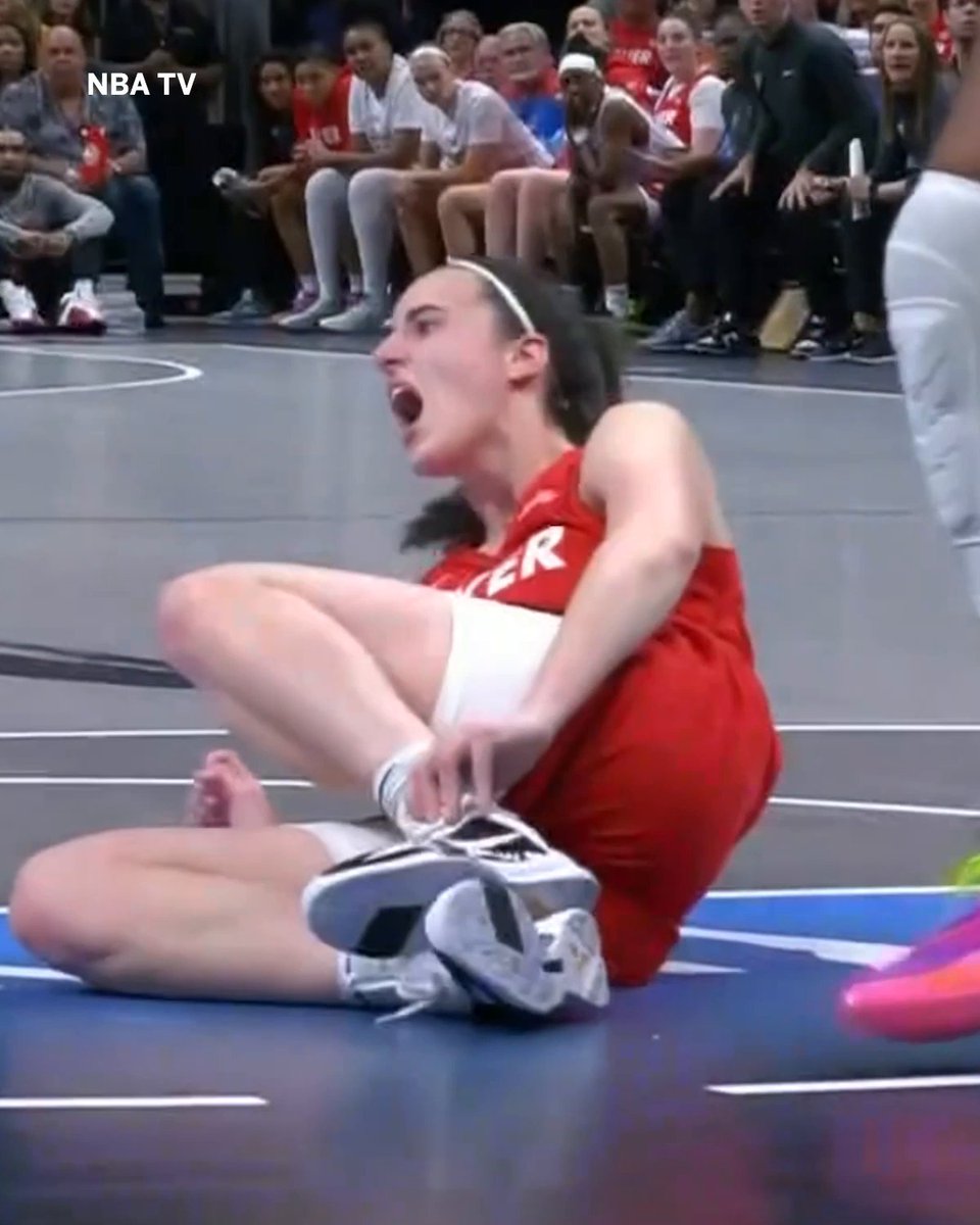 Caitlin Clark checked out of the Fever game after rolling her ankle on this play. She returned to the game in the second quarter.