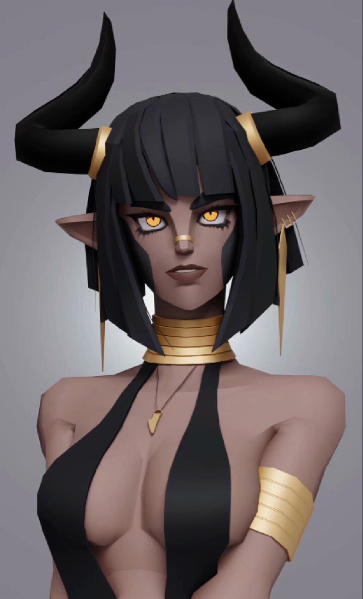 New Model! Egyptian Girl I made the model according to an art on Pinterest I learned a lot about how to make better hair. #lowpoly #blender #character #3DModel #animation