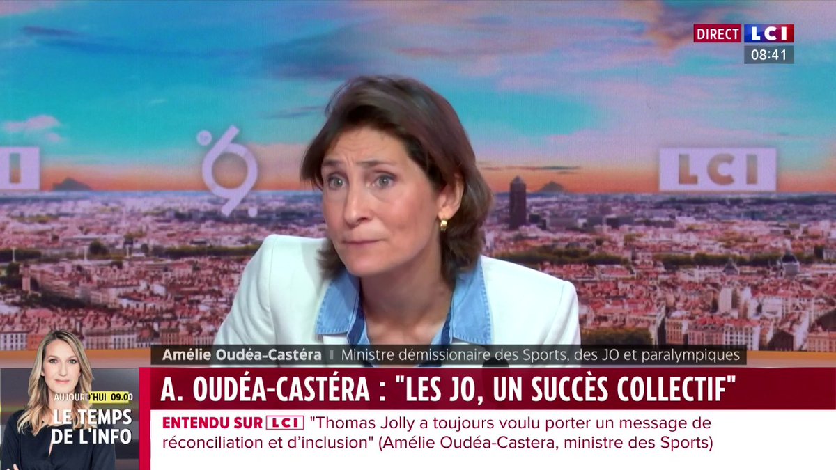 🗣️ Jeux paralympiques : "Je ne ressens pas un statut démissionnaire. On est à fond, un gouvernement mobilisé. Je suis totalement engagée." Amélie Oudéa-Castera (Amélie Oudéa-Castéra), ministre des Sports démissionnaire, invitée de Jean-Baptiste Boursier ⤵️