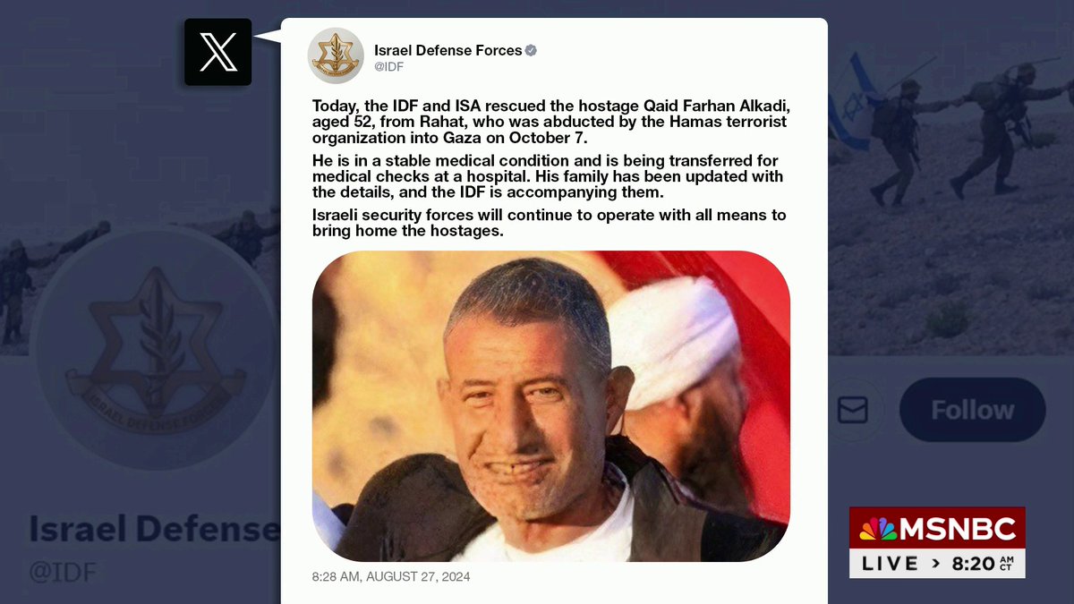 BREAKING: Israeli forces rescue hostage from Gaza. Matt Bradley has the latest.