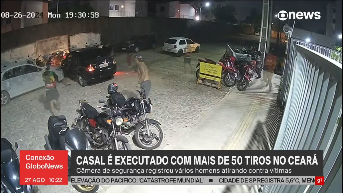 🚨VEJA: Casal é executado com mais de 50 tiros no Ceará. Câmera de segurança registrou vários homens atirando contra vítimas.
