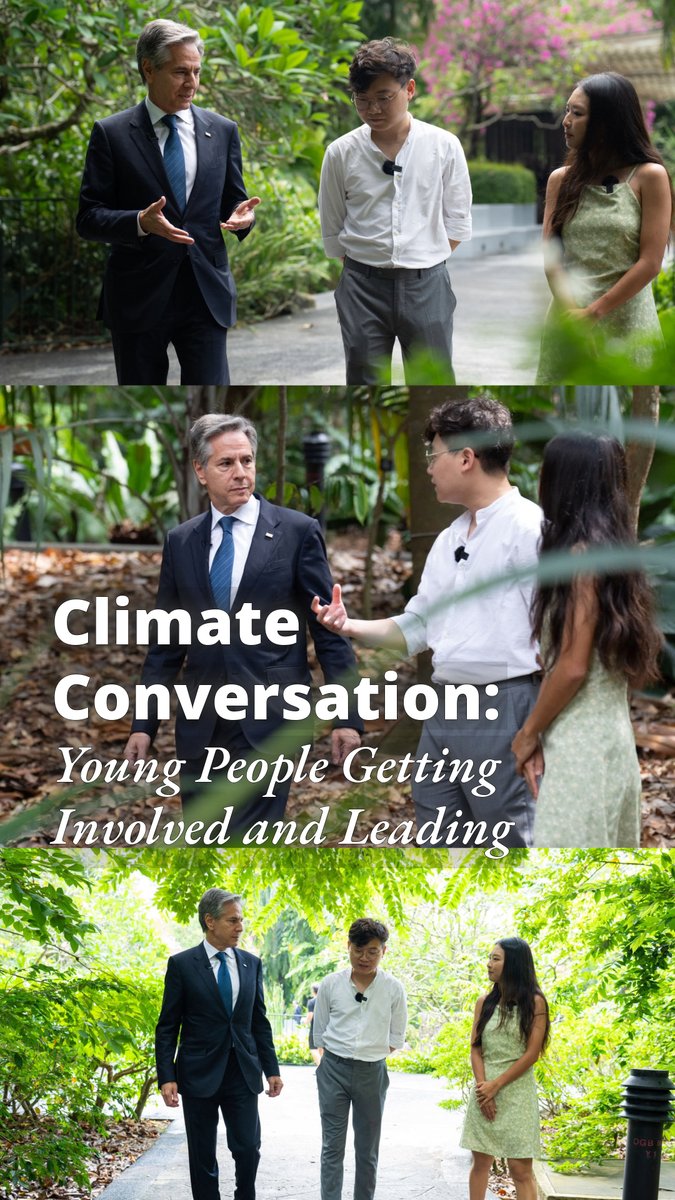 The voices and ideas of youth are essential to tackling the climate crisis. Secretary Antony Blinken and climate influencers Yi Jun and Kong Man Jing discuss how we need to continue to work together to address this global crisis during a visit to Singapore’s Botanic Gardens.