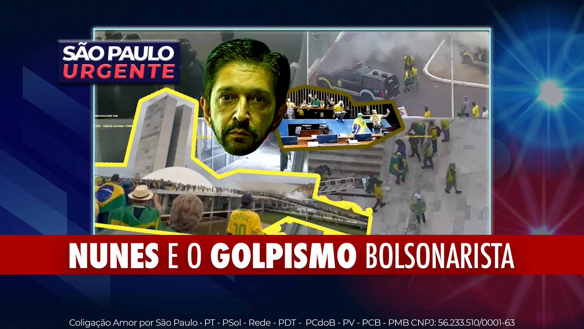 SP Urgente: Nunes e o golpismo bolsonarista Ricardo Nunes é aliado de primeira linha de Bolsonaro. O ex-presidente e ladrão de joias é tão próximo de Nunes que até indicou seu candidato a vice. Saiba mais na nova edição de SP Urgente.