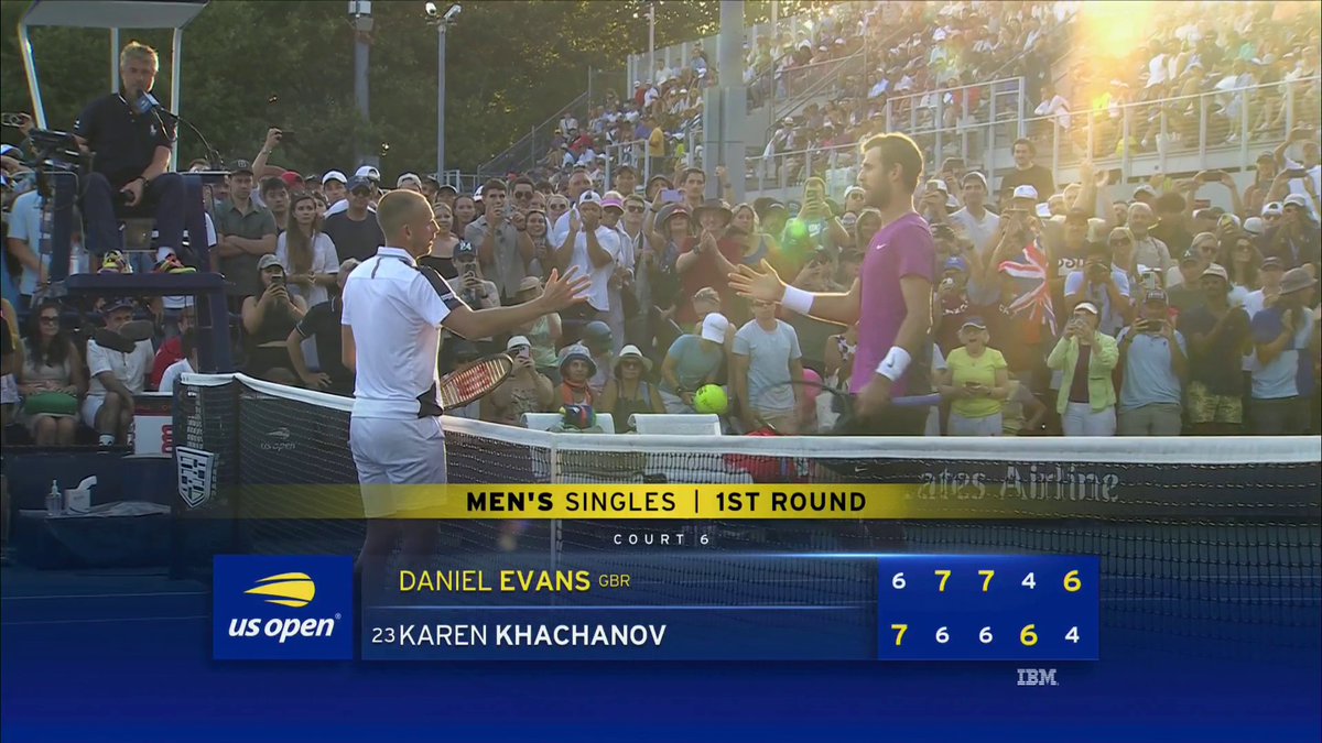 UNBELIEVABLE! 🤯 From 0-4 down in the final set, Dan Evans won 6 games in a row to defeat Karen Khachanov 6-7, 7-6, 7-6, 4-6, 6-4 🔥