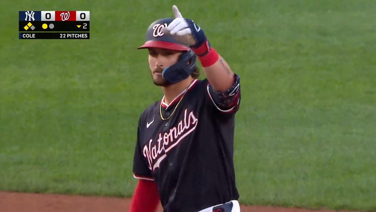 DYLAN CREWS. FIRST MLB HIT. IS A DOUBLE.