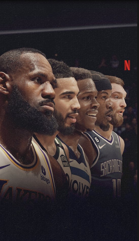 Jimmy Butler Anthony Edwards LeBron James Domantas Sabonis Jayson Tatum Starting 5, a new Netflix Sports series, will follow their 2023-24 season on and off the court. Coming October 9.