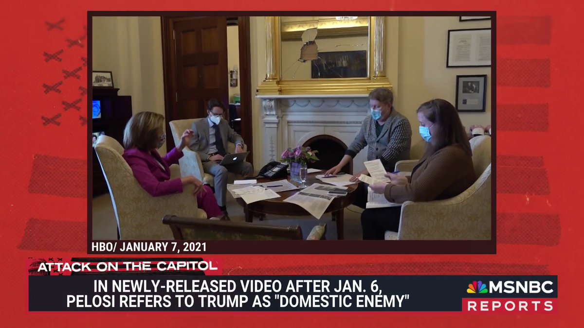 In a newly-released video after Jan. 6, Nancy Pelosi refers to Trump as "domestic enemy."