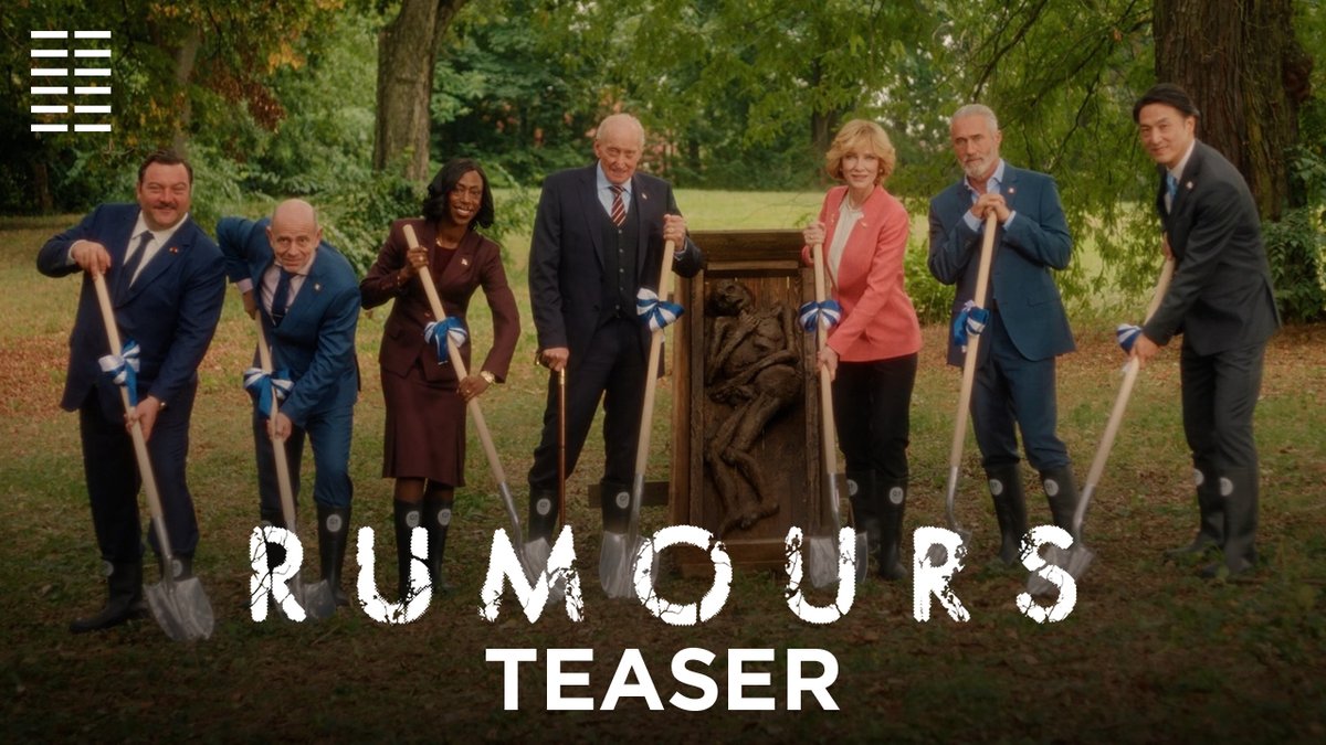 In times of global crisis, the brightest and biggest brains of the free world gather to provide leadership. RUMOURS, an apocalyptic horror-comedy starring Cate Blanchett and Alicia Vikander and directed by Guy Maddin and Evan and Galen Johnson, is in theaters 10/18. #RumoursMovie