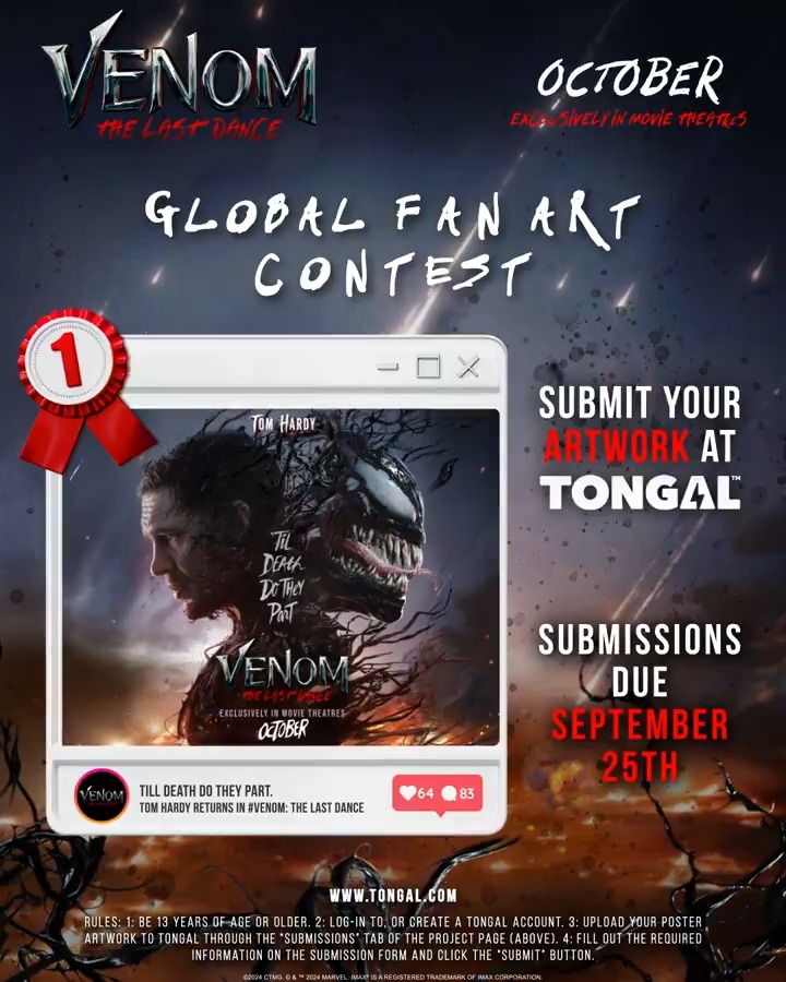 Let’s see what you can come up with. 😈 Enter the #Venom Global Fan Art Contest by September 25 –