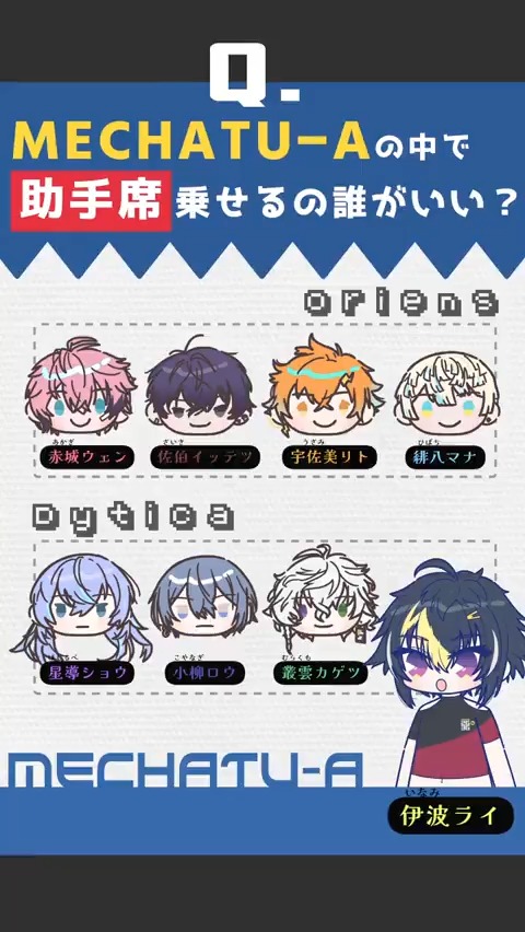 【#ぷちさんじ】最新話を公開📺 伊波ライの考える「MECHATU-Aの中で助手席に乗せるなら誰?」 佐伯イッテツ🤝 赤城ウェン🍱🦖【にじさんじのKPニキ】 宇佐美リト🌩️🦒 緋八 マナ 🐝🤣 【にじさんじ】 星導ショウ🐙🌟 叢雲カゲツ🥷🔫【にじさんじ】 小柳ロウ👻🔪Rou Koyanagi 伊波ライ💡にじさんじ ▼YouTubeはコチラ