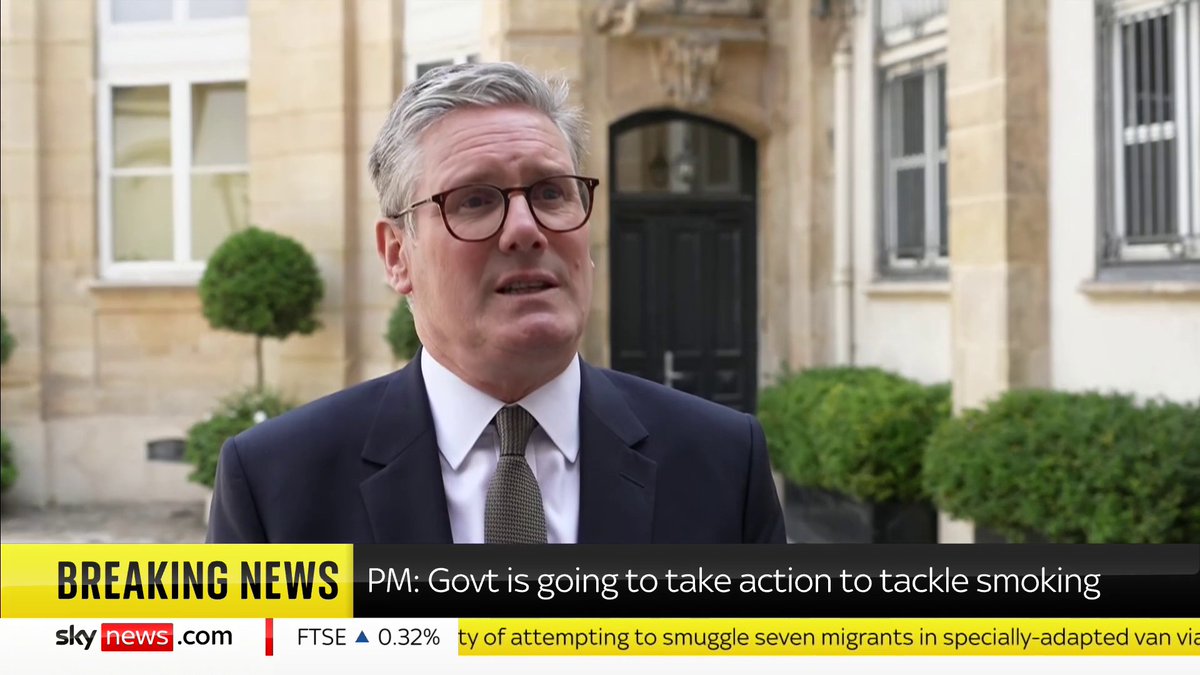 Sir Keir Starmer has refused to deny reports his government is considering banning smoking in some outdoor spaces like pub gardens. "We are going to take decisions in this space - more details will be revealed," he said. ➡️ 📺 Sky 501 and YouTube