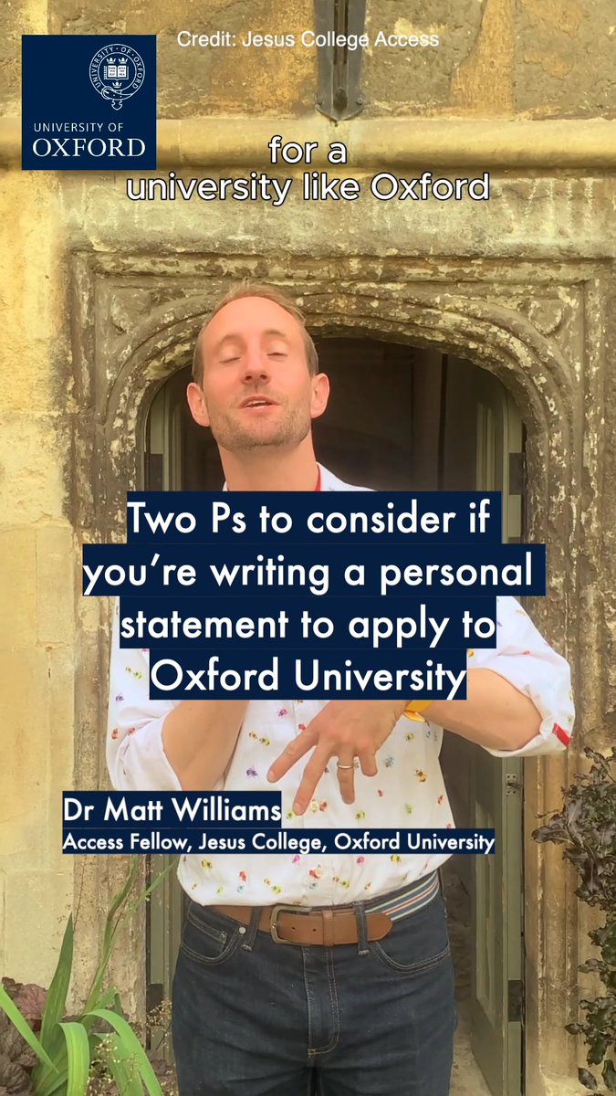 1. Proof 2. Personality Jesus College Access' Dr Matt Williams reveals the two Ps to consider when writing a UCAS personal statement.