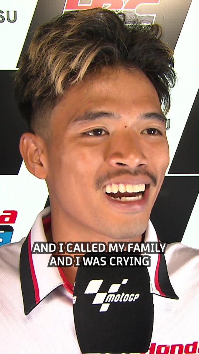 A childhood dream finally fulfilled! 💫 When Somkiat chantra found out that he would jump to #MotoGP in 2025 he simply couldn't hold his tears back 😭 #AragonGP 🏁