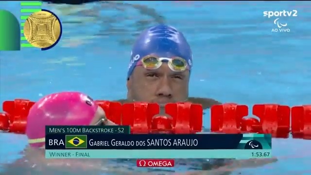 Momento em que Gabriel Araújo conquista a medalha de ouro para o Brasil nos #JogosParalímpicos.