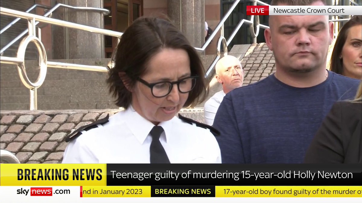 @EuropeInvasionn 'A tragic case in which a 15-year-old girl, with so much to look forward to in life, has had her future taken' Chief Superintendent Sam Rennison from Northumbria Police speaks outside court after a teenager was found guilty of murdering Holly Newton
