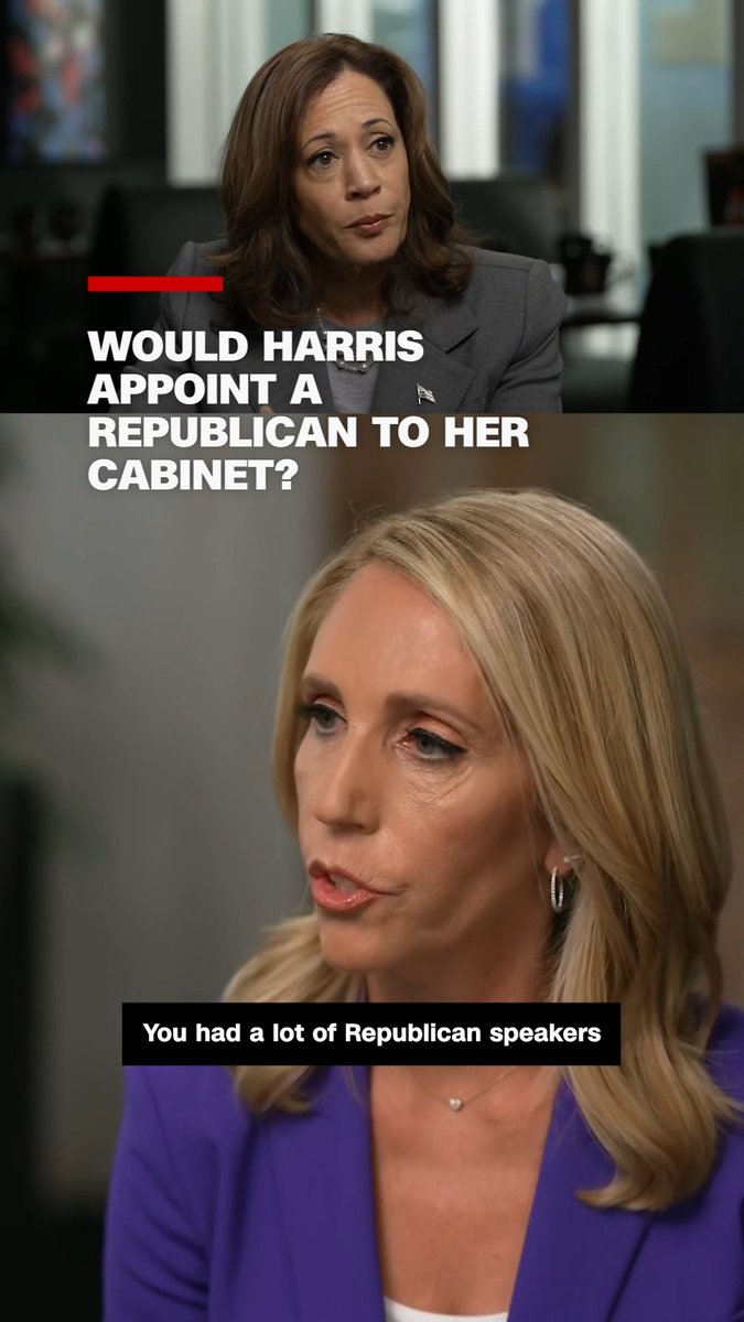 In an exclusive interview with CNN's Dana Bash, Democratic presidential nominee Kamala Harris said she would be open to putting a Republican in her cabinet. The full interview will air at 9 p.m. ET Thursday on CNN's "The First Interview: Harris & Walz, A CNN Exclusive."
