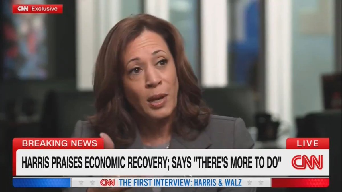 CNN's Dana Bash: "You have been vice president for three and a half years. The steps that you're talking about now, why haven't you done them already?" Kamala Harris: "First of all, we had to recover as an economy, and we have done that."