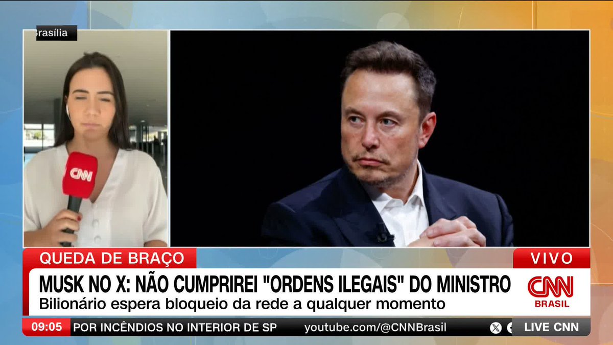 Caso o ministro do Supremo Tribunal Federal (STF) Alexandre de Moraes publique uma decisão determinando o bloqueio do X no Brasil, a Agência Nacional de Telecomunicações (Anatel) dependerá de uma notificação para suspender o acesso à rede social. #LiveCNNBrasil