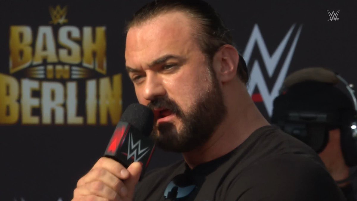 "Tomorrow I eliminate the cancer from WWE. I eliminate CM Punk from WWE." Drew promises to end player/coach once and for all tomorrow at #WWEBash in Berlin... 😳
