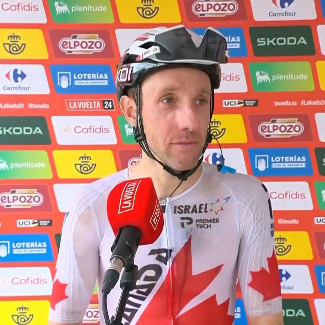 Michael Woods thrilled to win wearing the 🇨🇦Canadian national champion's jersey. #LaVuelta24