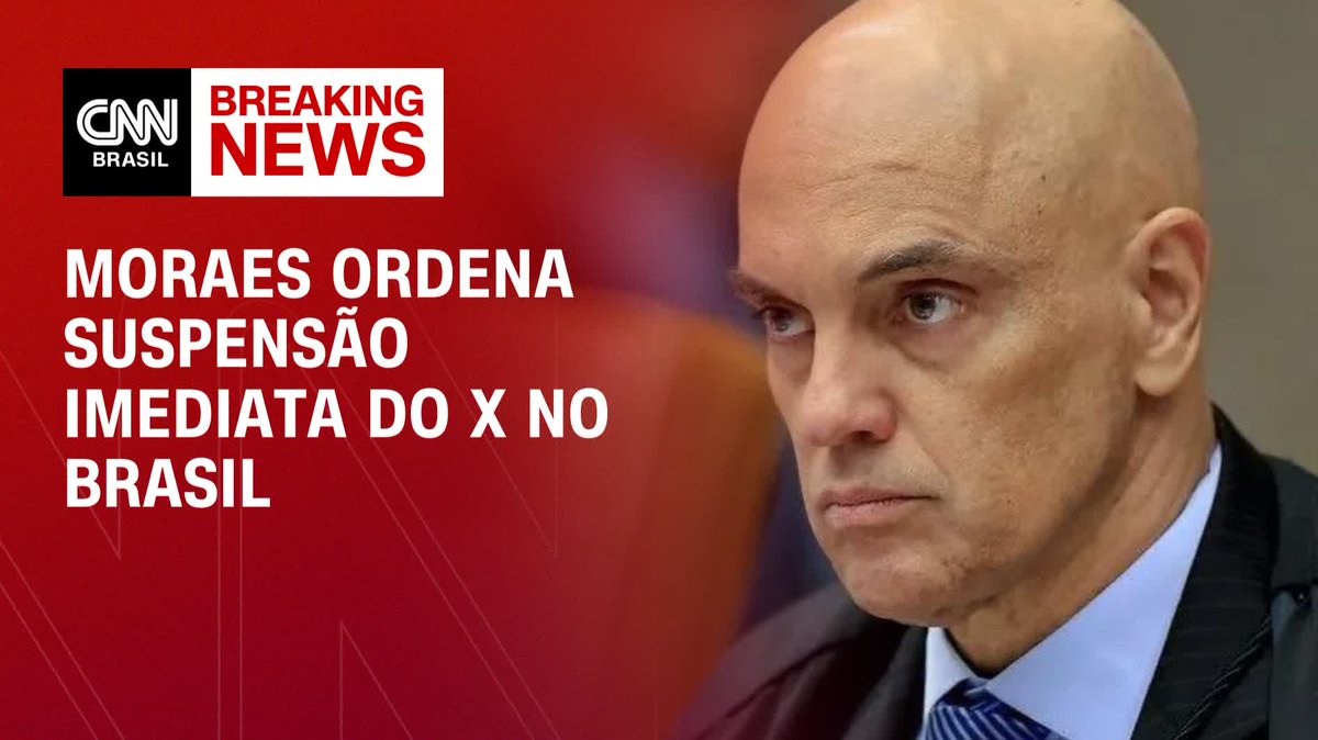 O ministro do Supremo Tribunal Federal (STF) Alexandre de Moraes determinou, nesta sexta-feira (30), a “suspensão imediata, completa e integral” do funcionamento do X em todo território nacional. #CNNBrasil