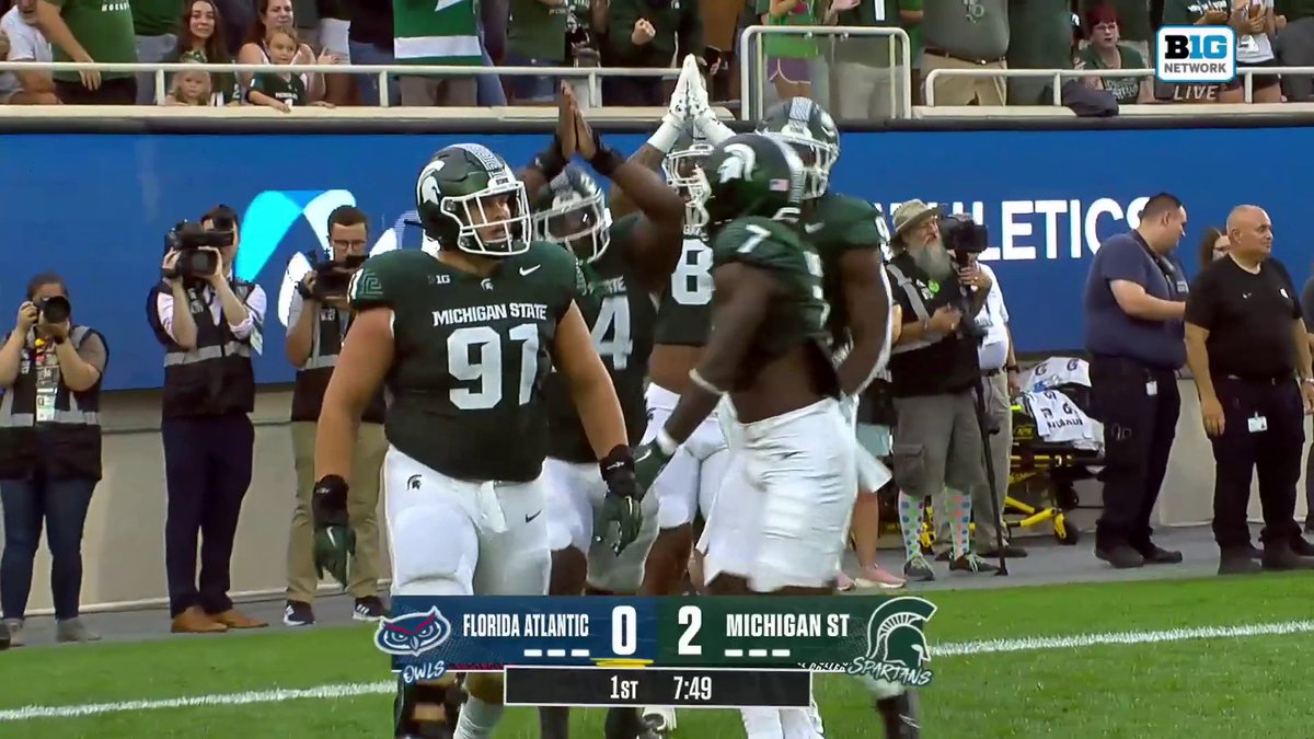 First points of the season for Michigan State Football is a SAFETY!!! 🔥