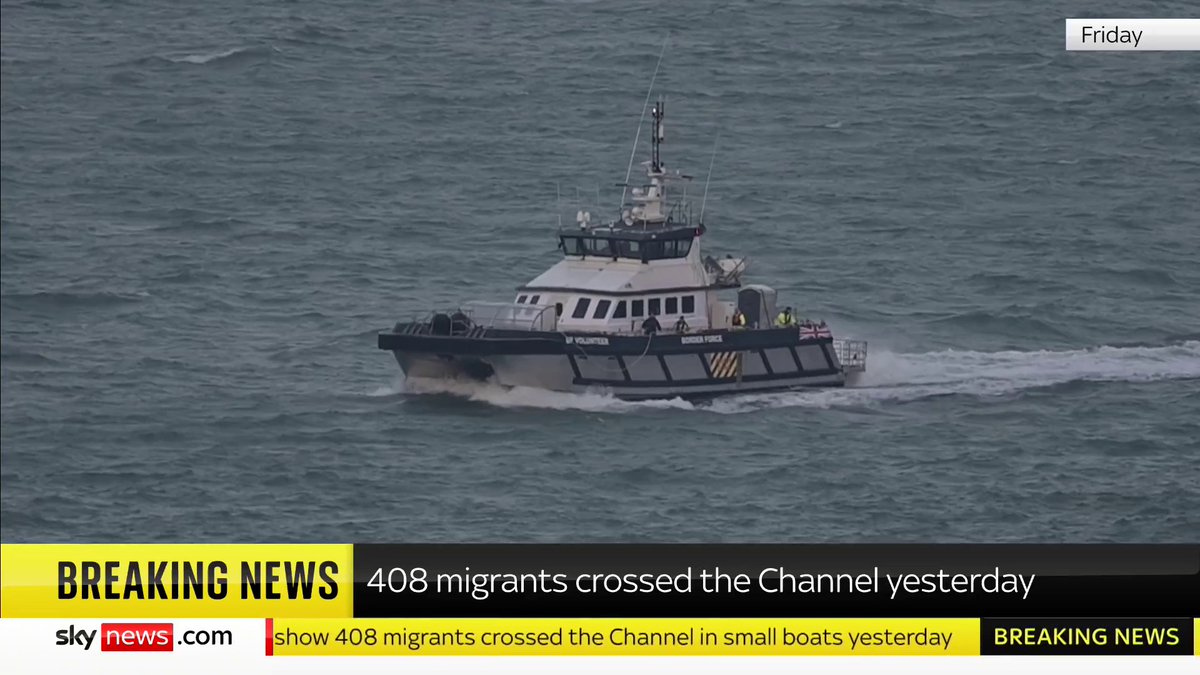 BREAKING: 408 migrants crossed the Channel yesterday on nine boats. 📺 Sky 501, Virgin 602, Freeview 233 and YouTube