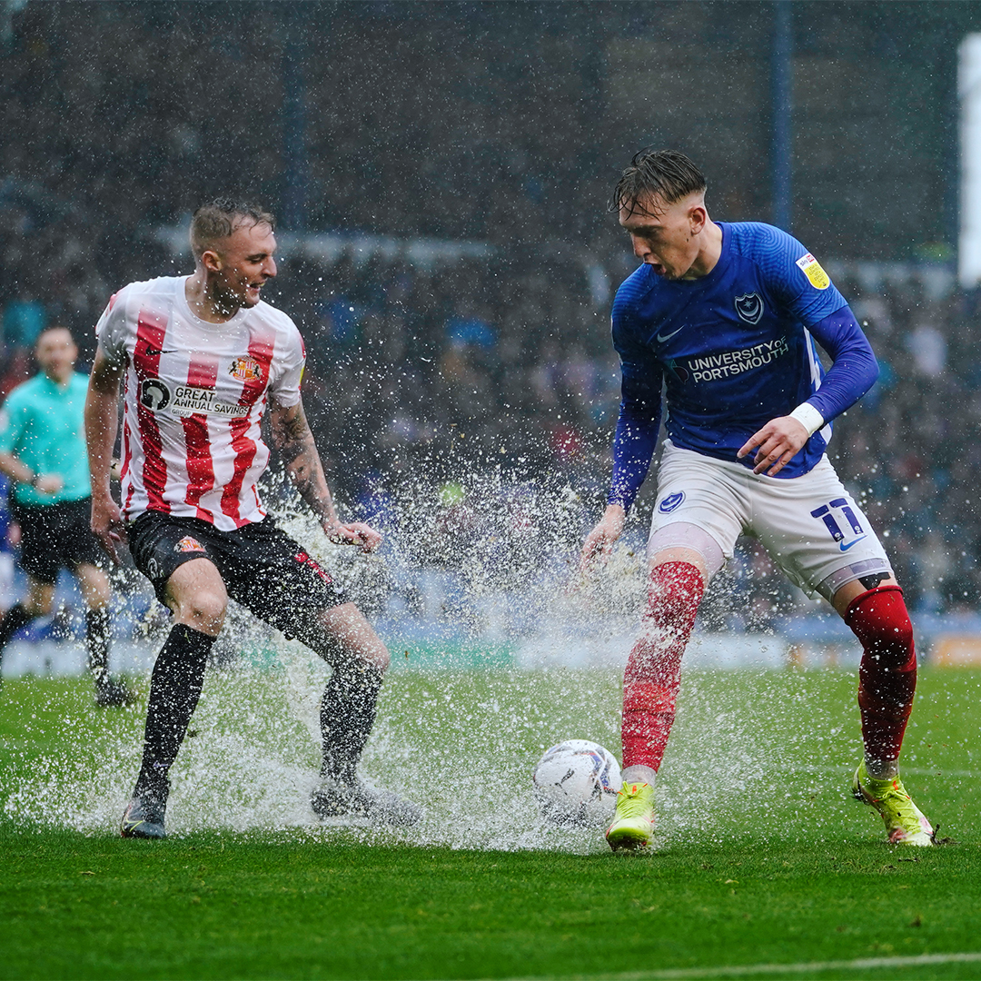 Four-midable. 🎯 #Pompey's last Fratton fixture with Sunderland. 🌧️