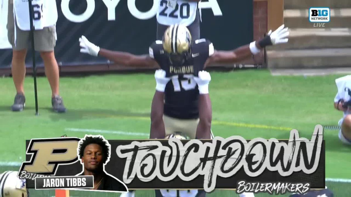 TIBBS TD 🚂 Jaron Tibbs' (Jaron Tibbs) first career score extends Purdue Football's lead. #B1GFootball on Big Ten Network 📺