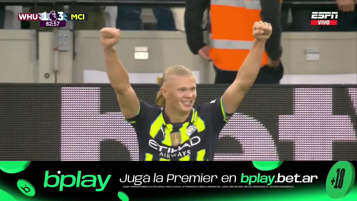 ⚽️vs. Chelsea ⚽️⚽️⚽️vs. Ipswich Town ⚽️⚽️⚽️vs. West Ham No es ficción: estos son los tres primeros partidos de Haaland 🤖 en la actual Premier 🇬🇧. Así selló el 1-3 de Manchester City ante West Ham.