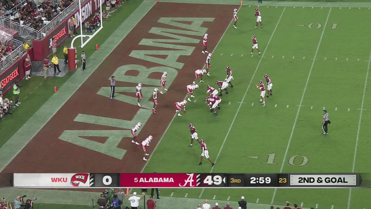 1st Career TD ✅ Daniel Hill 📺: ESPN 3rd Q Bama 56 | WKU 0