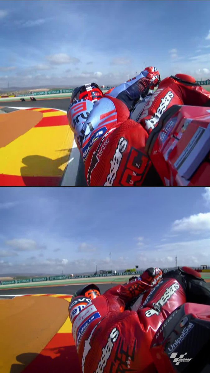 That 5% more lean angle makes a difference 🤏 Jump onboard with Marc Márquez and Pecco Bagnaia and find the details on the gap between 1st and 2nd 🔎 #AragonGP 🏁