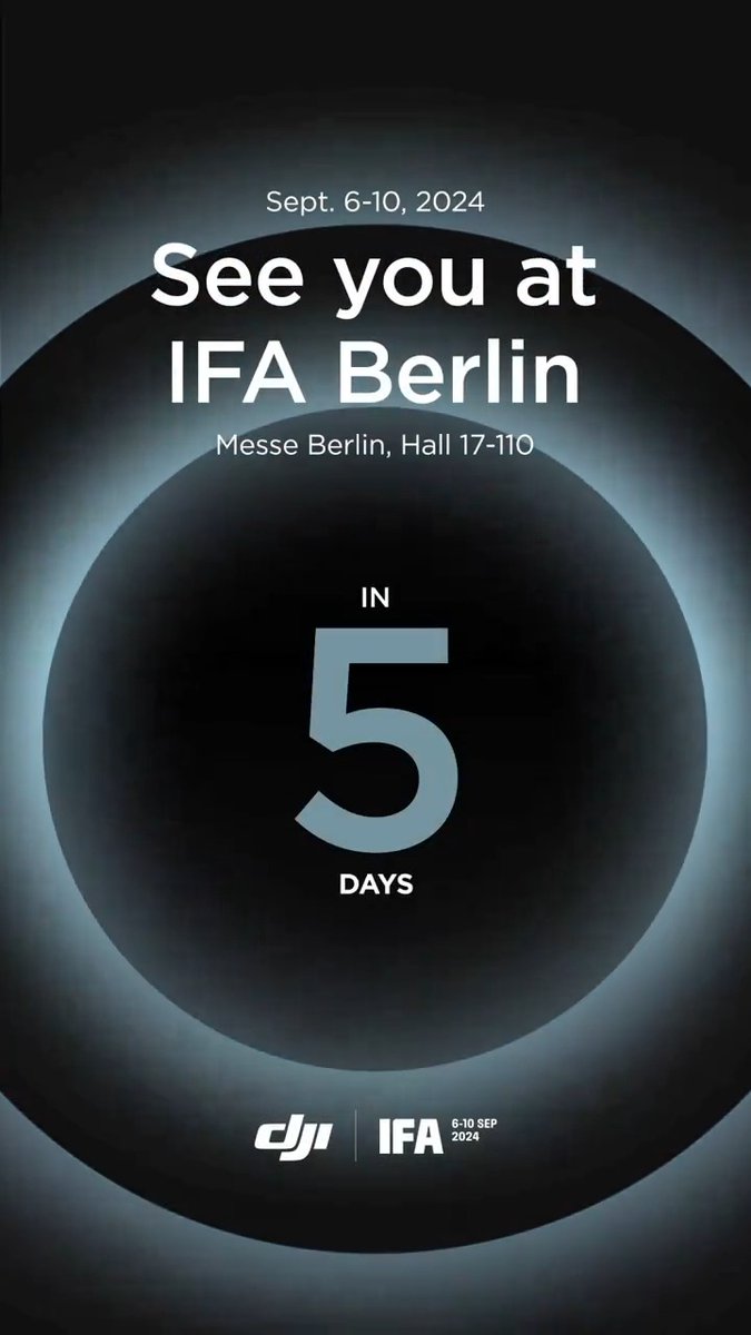 Countdown to IFA See our latest products, test FPV drones in our obstacle course, and discover innovations across all industries, including Avinox for Amflow! 🌟 📍See what’s possible. Visit us in Hall 17-110 at Messe Berlin! #DJIatIFA #SeeWhatsPossible