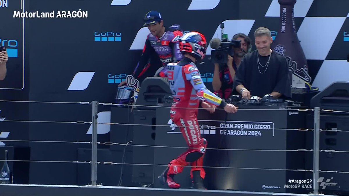 Helmet on ✅ The moves come out 😅 #AragonGP 🏁