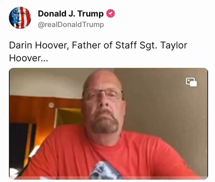 Dear KAMALA, BELOW is the TRUE WITNESS ACCOUNT of the recent ABBY GATE MEMORIAL, and NOT THE LIES you have posted, in reference to... SHAME ON YOU KAMALA, SHAME... _______ Darin Hoover, Father of Staff Sgt. Taylor Hoover… Part 1-3 (5 min total)