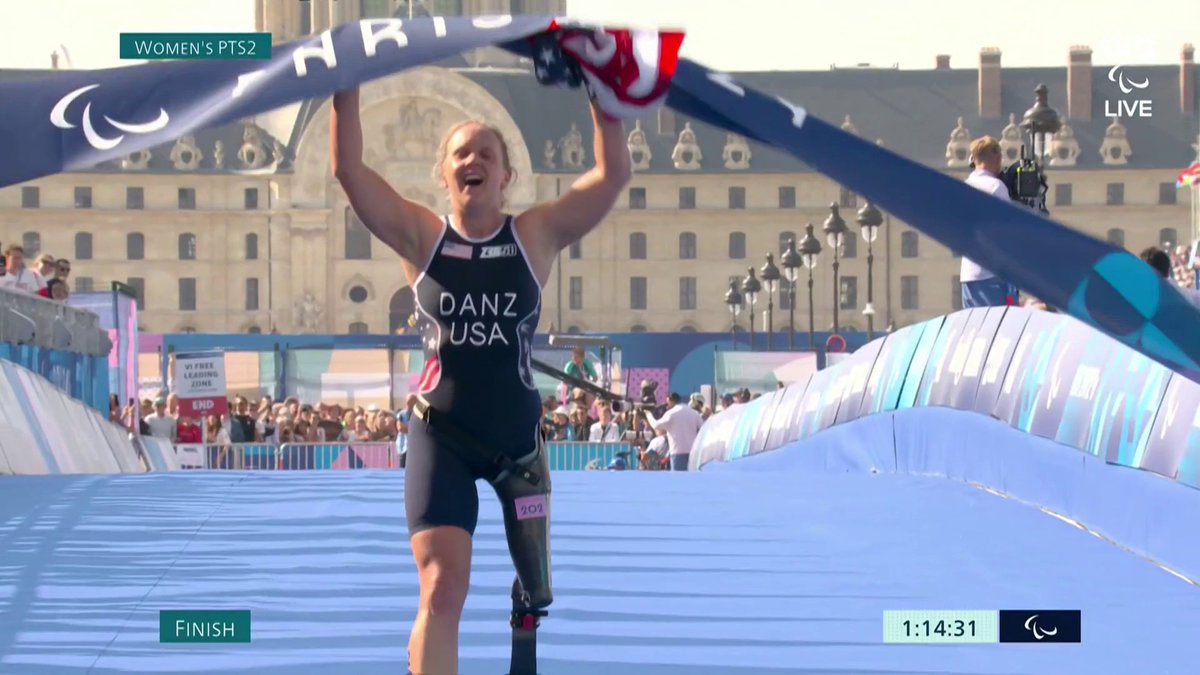 Hailey Danz is a Paralympic CHAMPION! 🥇 After winning silver in both Rio and Tokyo, the American strikes GOLD in Paris in the women's PTS2. 📺 USA Network & Peacock | #ParisParalympics