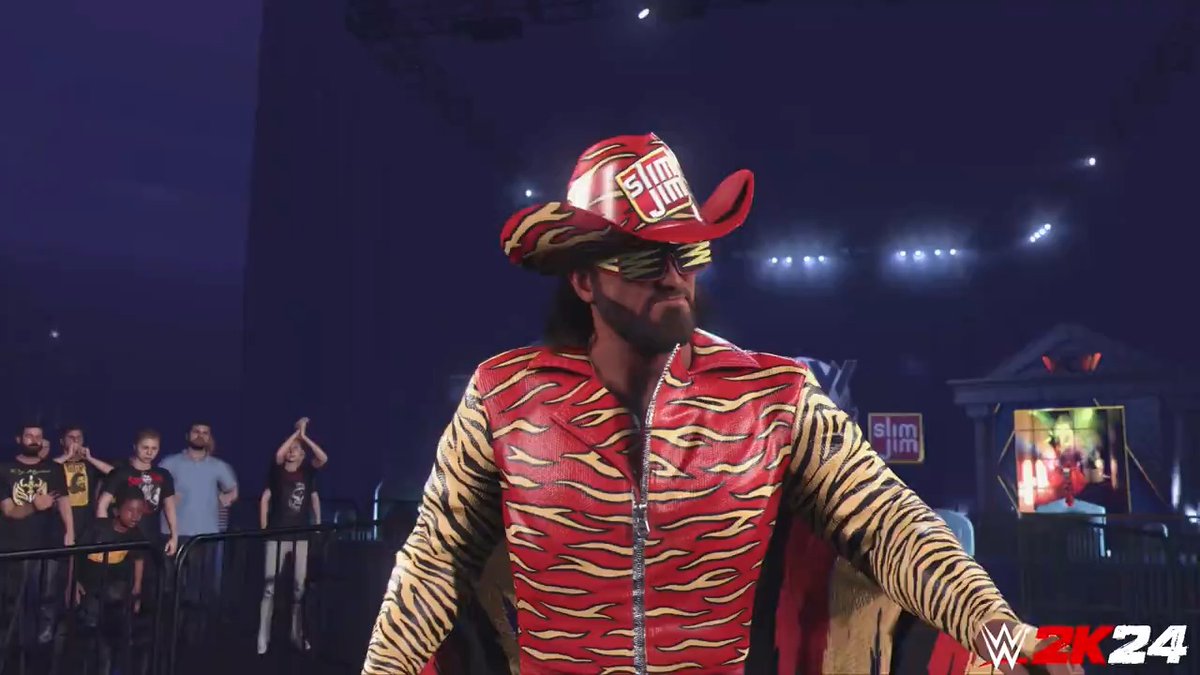 SNAP INTO IT! 🍖 Bring the heat and defeat AJ Styles to earn the Slim Jim 🚀 Macho Man Persona card during our Slim Jim Stomp Out MyFACTION live event. OHHHH YEAAHHH! #WWE2K24