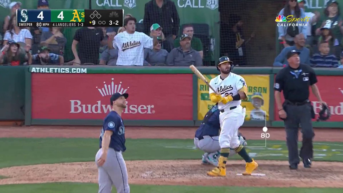 SHEA LANGELIERS WALKS IT OFF FOR THE OAKLAND A’S ON A TOWERING SHOT TO LEFT! #Athletics