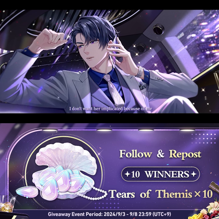 #Marius SSR ✦ Incognito Veritas ✦ ✅ Follow &amp; 🔄 Repost 🎁 Tears of Themis ×10 (10 winners) ⌛ Ends on 2024/9/8 at 23:59 (UTC+9) ⌛ The Draw your Dreams Limited-Time Event is coming soon! ✦ Japanese dubbed version: #TearsOfThemis #HoYoverse