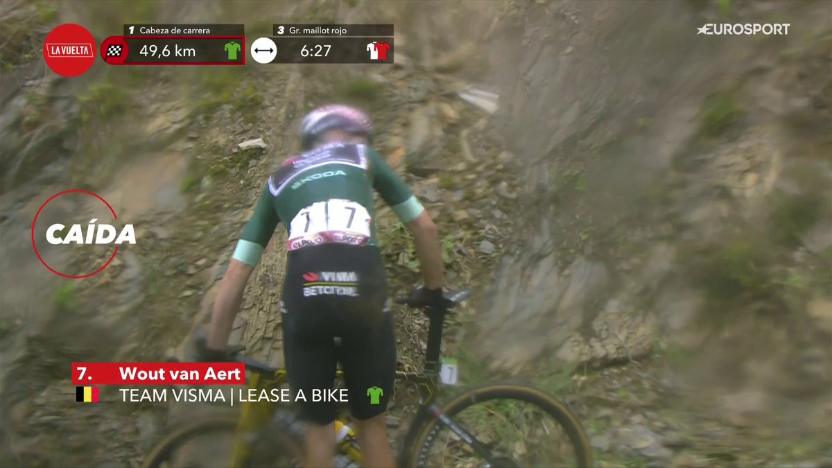 🚴🇪🇸 | Oh nee! Voor de tweede keer vandaag ligt Wout van Aert op de grond. Het gebeurt in de afdaling en hij is niet de enige. 🤕 #LaVuelta24 📺 Stream koers op HBO Max