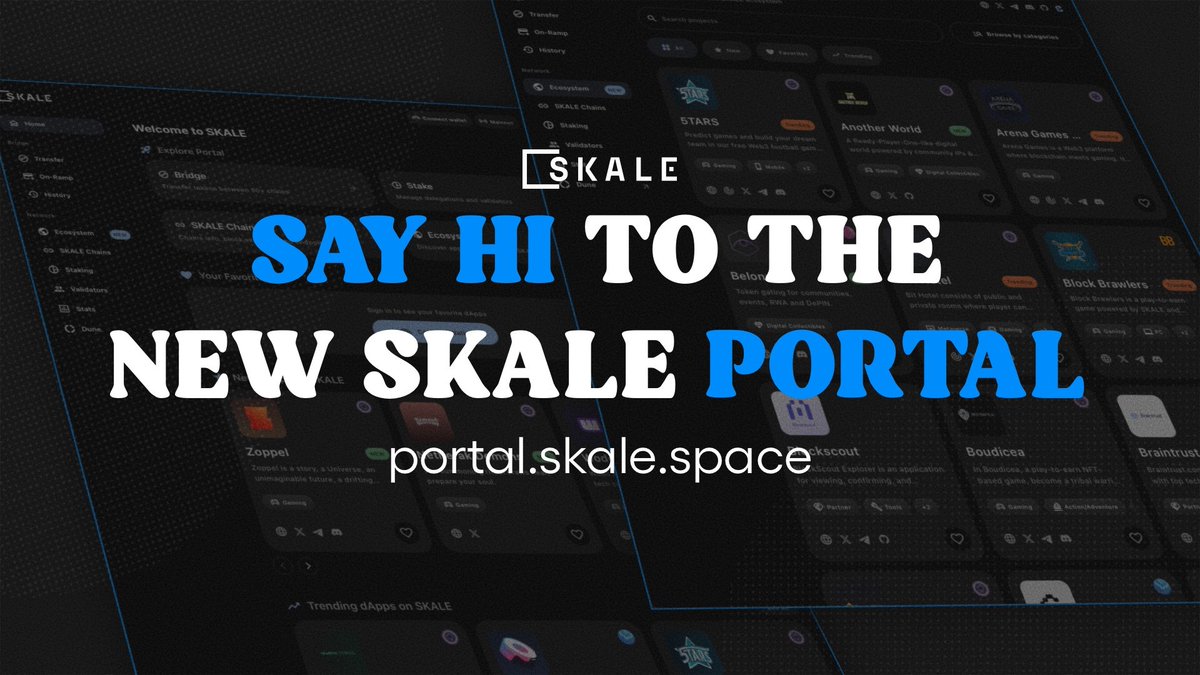 The new and improved SKALE Portal is now live, featuring an upgraded ecosystem page! ❤️ Save Your Favorite dApps 🤙 Find New, Trending &amp; Pre-TGE dApps on SKALE 🌊 Discover dApps with Active Swell Quests Start exploring SKALE today: