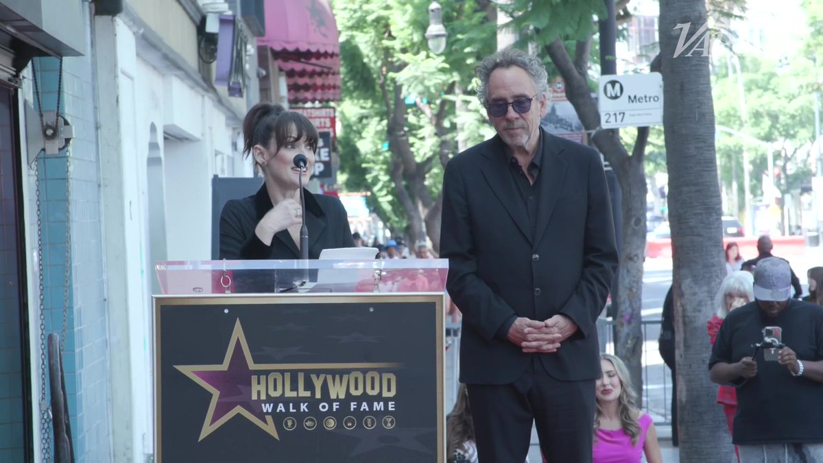 Winona Ryder honors Tim Burton at his Hollywood Walk of Fame ceremony: "When I met you, I was a weird kid...You affirmed my voice, you reinforced my confidence to be myself, to go against the tides of conformity."