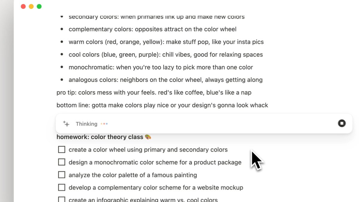 POV: You've designed a system that works for you. Notion AI summarizes your lecture notes, highlights key points, and even rounds out your to-do list. ✍️️