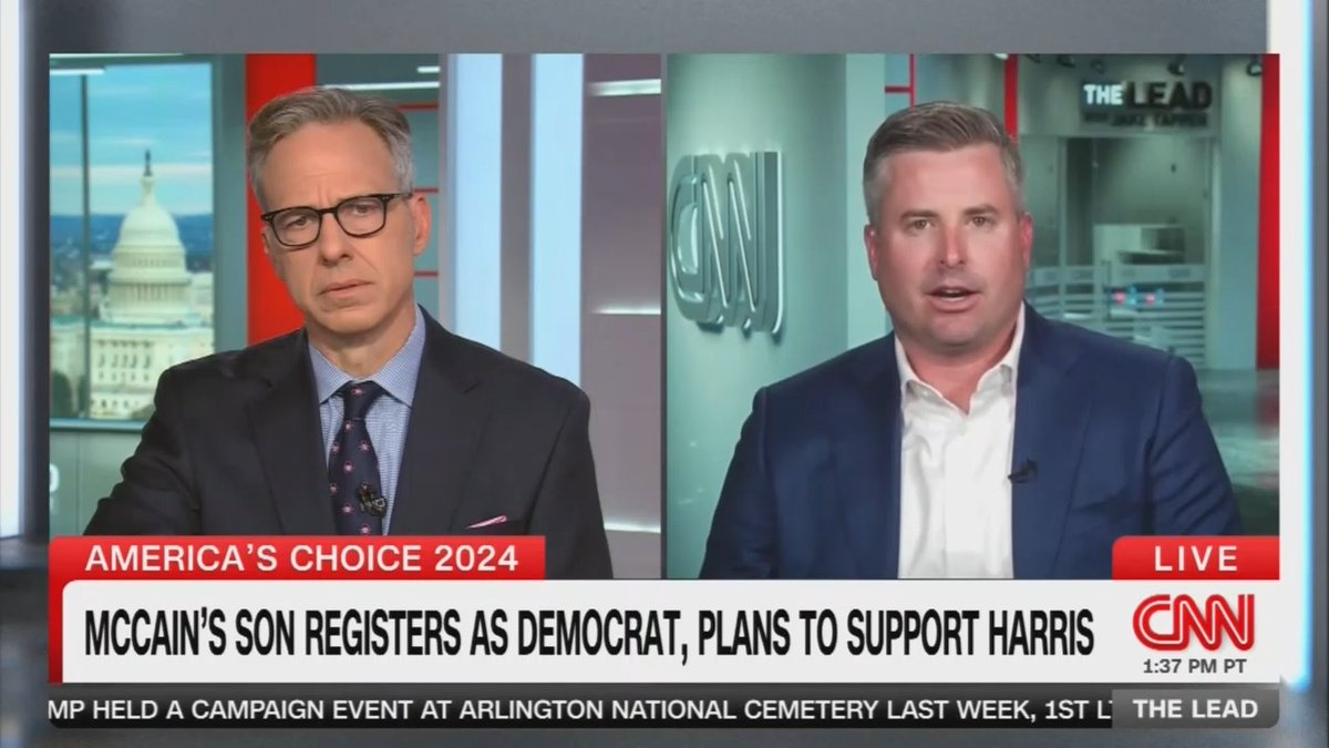 John McCain’s son: I am switching to the Democratic Party and plan to support Kamala Harris for president. What Trump said about my father was reprehensible. I can never forgive him. I am putting my country first