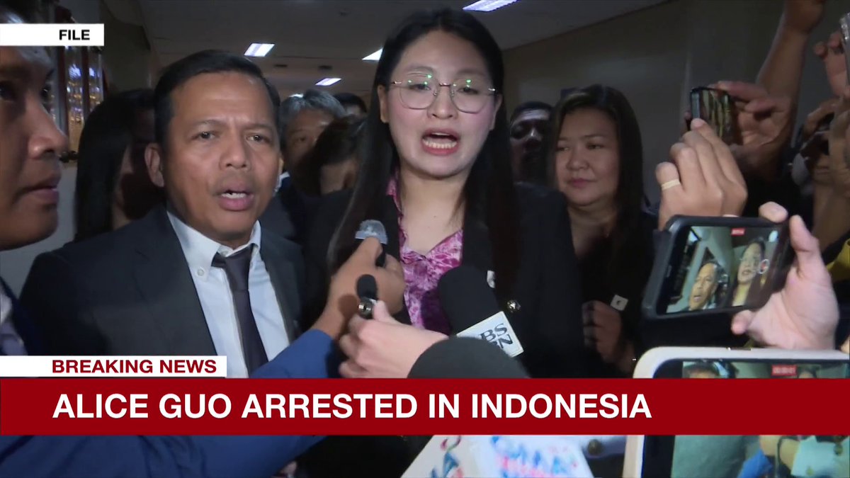 BREAKING: Dismissed Bamban, Tarlac mayor Alice Guo was arrested in Indonesia, NBI Director Jaime Santiago confirmed. Guo reportedly fled the Philippines in July to go to Malaysia, Singapore, and Indonesia.